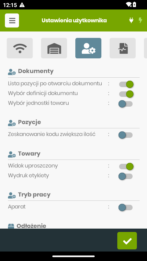 Ustawienia — Widok uproszczony
