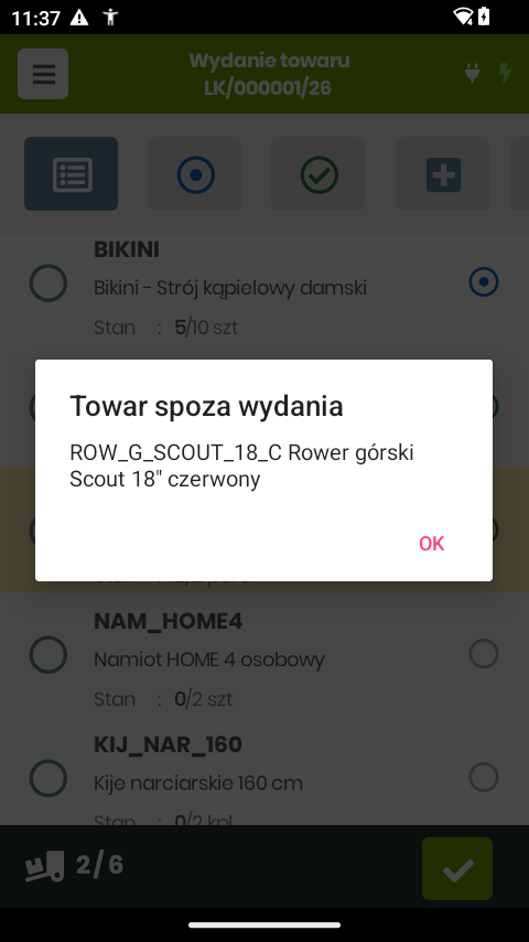 Towar spoza wydania