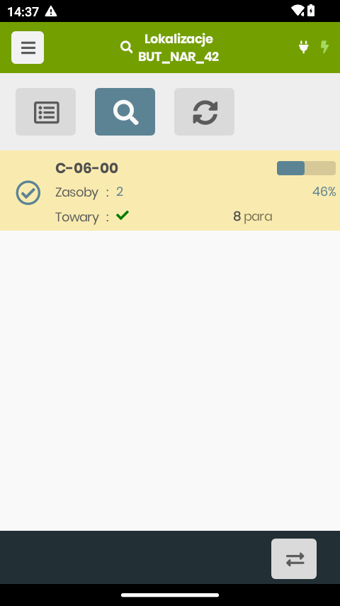 Wynik skanu towaru — gdzie i ile leży
