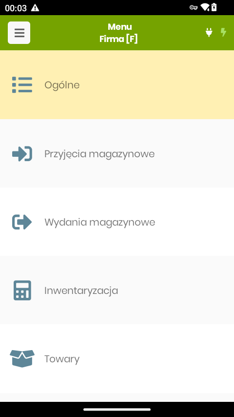 Menu modułów na kolektorze