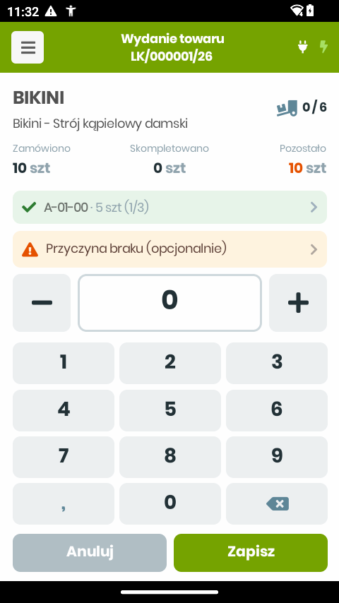 Potwierdzone gniazdo pobrania