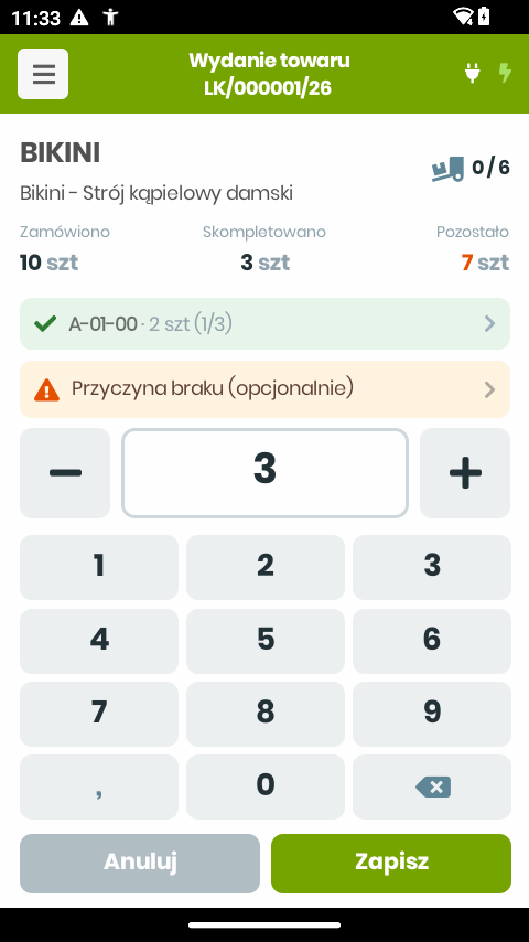 Liczenie pozycji na kolektorze