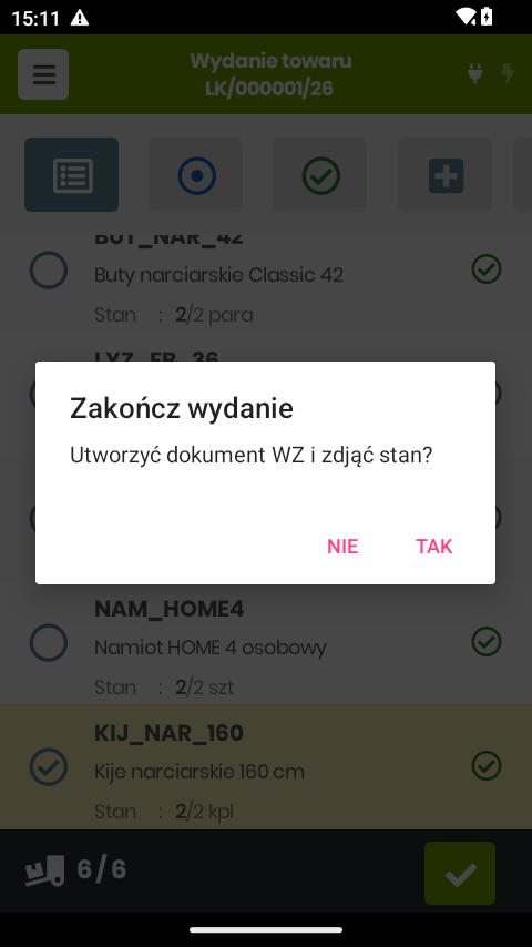 Potwierdzenie zakończenia wydania