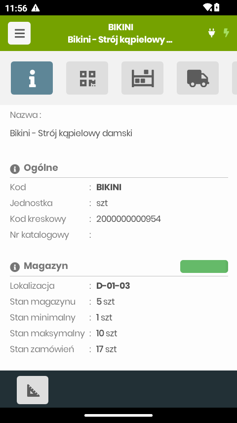 Karta towaru — dane ogólne i magazynowe
